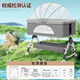 Jingmengyuan berceau mobile multifonction pliant pliant nouveau-né berceau d'épissage avec table de couches de couches de couches de couches de couches de couches + matelas marron coco + net moustique + panier de rangement