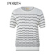 Ports Baozi Mall Même style que le début du printemps nouveau style 'Irrégulet Striped Tritt Top' LD8K724PZE015 Milky White Mydled Couleur L