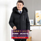 Warm winter duck duck middle-aged down jacket for middle-aged men 50-70 years old thickened warm mid-length dad jacket hairless collar black L 170 suitable for 90-110 Jin Jin equals 0.5 kg