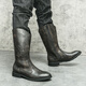 Yibaijian Western Cowboy -Stiefel Männer mongolische Reitstiefel hohe Rohrstiefel Pferdestiefel hohe Top -Stiefel hohe Top -Motorrad -Lederstiefel Herrenstiefel schwarz 42
