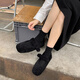 Kamulo Light Luxury 2023 Niche Street Trendy Fur Single Shoes 2023 Winter New Outdoor Versatile Band Fur Shoes Black 35