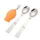 Flying Kitchen 304 stainless steel folding fork spoon travel picnic portable tableware spoon salad spoon spoon rice spoon folding spoon + storage box