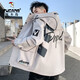 Woodpecker 2022 new Hong Kong style work jacket men's spring and autumn thin ins trendy brand loose casual jacket hooded top 16819 gray 180/2XL
