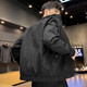 Zuosike Jacket Men's Spring and Autumn Youth Stand Collar Baseball Uniform Men's Bomber Jacket Casual Loose Versatile Street Clothing Black XL