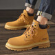 Jeep men's boots, autumn and winter real cowhide, high-top yellow boots, outdoor waterproof Martin boots, casual work boots, golden (leather shoe size) 41