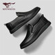 Septwolves men's shoes versatile shoes men's slip-on casual shoes men's leather shoes men's W8323068895 black 40