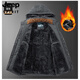JEEP SPIRIT military coat winter velvet thickening men's mid-length cotton coat large size charge cotton coat Northeast large cotton jacket black #8186x XL =120-135Jin Jin equals 0.5 kg
