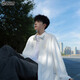 POUM high-end long-sleeved shirt men's spring and autumn casual loose shirt jacket top KJ01 white XL