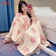 XIANGYAXIN CORAL VELVET CIERNO PARA Mujeres en otoño e invierno Nuevo encaje dulce espesado princesa larga princesa ropa para el hogar pajamas x723 mariposa m
