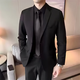 Quezhiyin suit suit men's youth Korean style slim jacket black and white casual business professional formal suit suit four-piece set [four-piece set] suit + black shirt + trousers + free L 115 130Jin [Jin equals 0.5 kg]