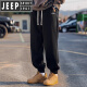 JEEP SPIRIT吉普男士休闲裤2025年秋季宽松大码新款运动裤束脚卫男款潮裤 9207黑色 加绒 L 【111-120斤】