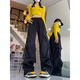 7 High Street Workwear Casual Pants для мужчин и женщин в летнем дизайне прямой пары с широкими мужскими брюками Nynz-687 плюс флисовый черный XL [Предложить вес 110-125 Jin [Jin равен 0,5 кг]]]