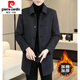 Pierre Cardin hiver épaissi mi-long manteau en laine laine doudoune chaude pour hommes veste décontracté revers vison vêtements nouveau produit 88601/noir/coton style tissu de laine M