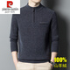 Pierre Cardin high-end cashmere sweater for men 100% pure cashmere half turtleneck zipper sweater winter new thickened cashmere sweater for middle-aged and elderly people dark gray 2XL 180 size recommended 160-180Jin Jin equals 0.5 kg
