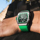 Bonest Gatti Watch Men's German Mechanical Watch Полностью автоматические полые густого водонепроницаемого вина с бочкой с днем ​​рождения подарок серебряный зеленый Bg9903a