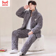 Catman (Miiow) Neuer Herbst- und Winter-Dreischicht-Baumwoll-Pyjamas-Korallen-Samt und Samt, der Flanell-Hauskleidung Winteranzug Dunkelbraun M6627 3-Layer L [95-120jin [Jin ist gleich 0,5 kg]] Dreischichtig eingedickt
