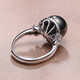Queen of Pearls Yuyan S925 silver ring 10-11mm Tahitian black pearl ring live birthday gift