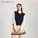 Tommy Hilfiger autumn and winter men's and women's pure cotton business casual commuting college style trimmed V-neck inner layering shirt knitted vest navy FAP M (recommended 135-150Jin Jin equals 0.5 kg)