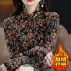 事思加绒加厚打底衫保暖时尚遮肚子大码女装洋气t恤小衫 红色花15286-加厚上衣长/袖交叉 2XL 建议125-140斤