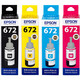 爱普生（EPSON）L130 打印机原装672 专用墨水 T6721/T6722/T6723/T6724 连供墨盒 672BK/C/M/Y       【四色套盒】