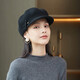 Buta autumn and winter hat for women outdoor wool beret versatile warm felt hat simple star anise top hat black one size adjustable