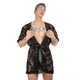Boys Men's Sexy Nightgown Super Sexy Lace Transparent Thong Bathrobe Lounge Suit See-through Temptation Black XXL