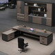 Boss desk work single desk and chair office combination executive desk simple modern president executive manager desk 2.0 meters with single side cabinet + boss chair + 5 doors