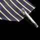 T / vingt ans Style Italian Fashion Business Tie Blue Blue Striped Men's Suit's Parition Forme Mariage Twill Orange Tie + Tie Clip + Broche Troo