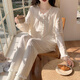 Langsha Sweet 2025 Spring and Summer Jacquard Cotton Pajamas Girls Nouveau pantalon à manches longues Cosser de style princesse avec poitrine 9904 # Pink XL Recommandé 116-130jin [Jin est égal à 0,5 kg]