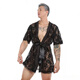 
Men's sex nightgown for men super sexy lace transparent thong bathrobe home clothes set perspective temptation white M