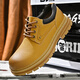 Camel Western Regions Men's Shoes Autumn Leather Workwear Shoes British Style Martin Boots Round toe Low Top Big Head Casual Leather Shoes Black 23008 39