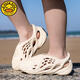 G.duck Little Yellow Duck Children's Slippers Boys' Croc Shoes Summer 2025 New Soft Bottom Baotou Beach Shoes Parent-Child Shoes DW-Beige V6 Feeling of stepping on shit 247MM 38/39 size
