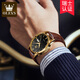 Olevs Swiss Certified Watch Männer Vollautomatische mechanische Uhr Herrenuhr wasserdichte leuchtende Doppelkalender Herrenuhr für Freund Olevs-6629 Men-Brown Leder Black Face