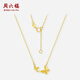 Saturday Blessing Yellow 18K Gold Necklace for Women Butterfly Pendant Colorful Fashion Accessories for Girls 40+5cm Tail Chain