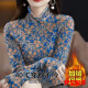 事思加绒加厚打底衫保暖时尚遮肚子大码女装洋气t恤小衫 红色花15286-加厚上衣长/袖交叉 2XL 建议125-140斤