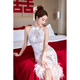 以欧（YIOU）新中式晨袍新娘结婚旗袍敬酒服订婚礼服连衣裙小个子轻奢小众687 图片色 S