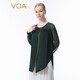 VOA100% mulberry silk double-sided satin 40mm heavy green round neck long sleeve one-button silk T-shirt BE687 Green Shade Ranran (G06) M