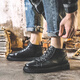 Borghunton Brand Men's Shoes Mid Top Martin Boots Мужские весенние туфли для мужчин в британском стиле повседневная кожа