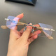 Frameless Croxing same glasses frame new product retro punched personalized super light and fashionable versatile flat light mirror for men and women Gold frame brown legs Anti-blue light flat light mirror