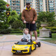 COSCO JUVENI LE children's electric car Lamborghini parent-child car four-wheeled, can stand, adults can sit on it remotely, give baby a birthday gift, white, super power + parent-child interactive pedal