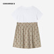 Converse children's clothing girls short-sleeved dress summer new children's patchwork children's skirt pure white 110/56 recommended height 104-110cm