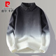 皮尔卡丹（pierre cardin）高级感假两件针织衫男2025新款渐变衬衫领毛衣男冬天保暖内搭线衣 9756红色【衬*衫衣*领】 3XL 约170~185斤可穿
