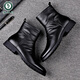 Holzspecker Chelsea -Stiefel Männer echtes Leder Low Top Retro weiche Lederseite Reißverschluss Britisch -Top Short Stiefel und Fleece Martin Boots Herren Schwarz -1 Single Schuh Flachferse 38 240