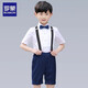 Romon children's dress boys suit summer new performance costume black short strap five-piece set 160
