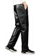 Donkey fox leather pants men's velvet thickened cold and warm men's leather trousers work pants wear-resistant high-waisted loose winter soft leather 3XL size 140-165 Jin Jin equals 0.5 kg velvet thickened style