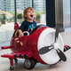 Hand in hand airplane children's car electric children's four-wheel toy car male and female baby with remote control infant and toddler can sit on the stroller top with red + dual drive + remote control + soft wheel + leather seat