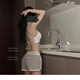 SKONWAT underwear for girls Korean style students without steel rims sexy gathered sagging beautiful back small chest suspender cross vest tube bra white + black small size 70-100Jin Jin is equal to 0.5 kg