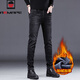 AEMAPE American Apple's new autumn and winter plus velvet jeans for men's slim feet thickened warm and cotton casual long trousers 1048 black- plus velvet XXS 33