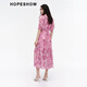 Rouge de magasinage des manches rouges même robe française 2024 Nouvelles vêtements pour femmes imprimées de la taille à la taille du cou rond jupe à thé rose rose fleur 683 l
