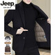 JEEP SPIRIT Light luxury high-end cashmere coat men's wool suit men's autumn and winter short down liner double-sided woolen coat for men 818 dark gray (double-sided woolen) (63 wool detachable XL (125-135Jin Jin equals 0.5 kg)